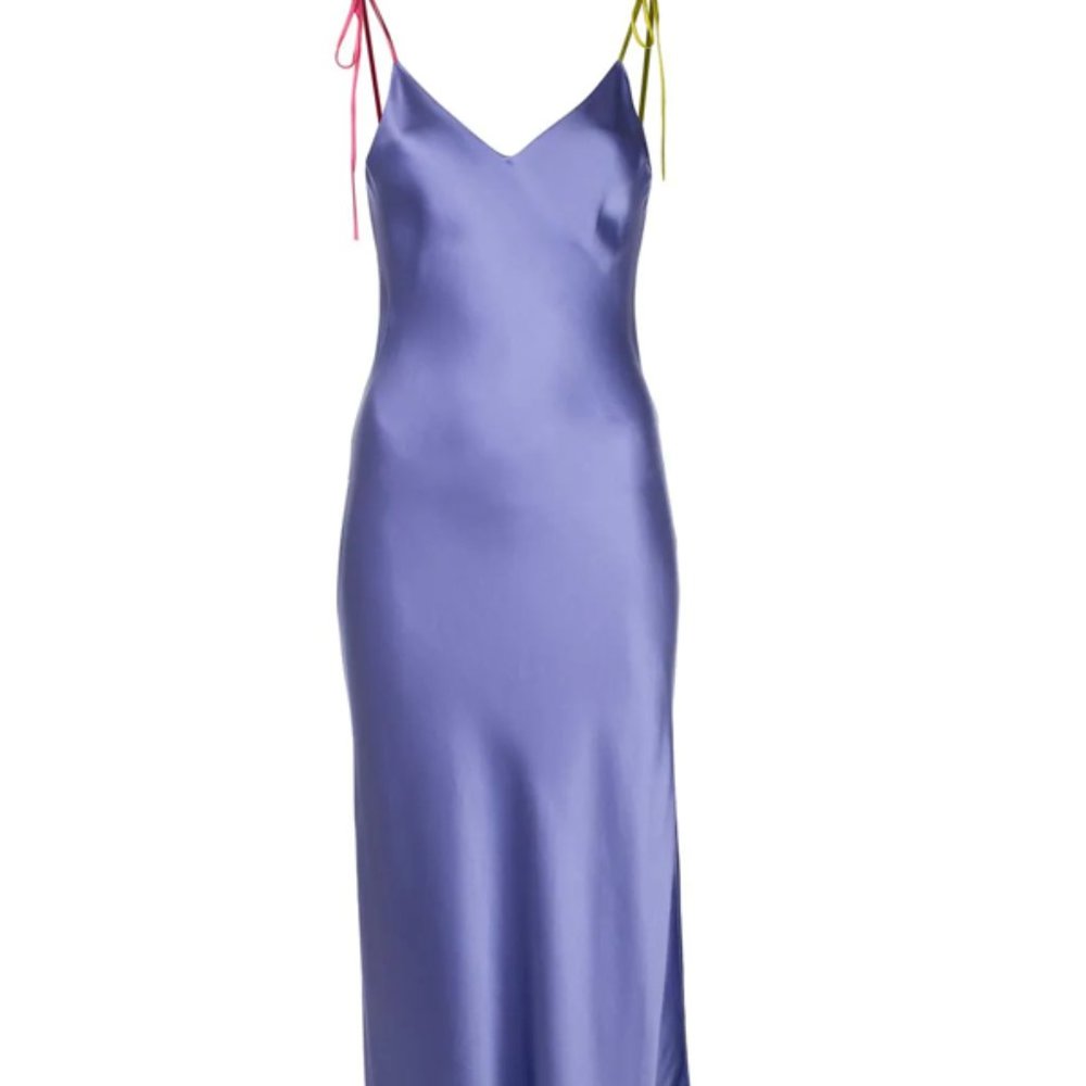 ISO DANNIJO Violette Tie Strap Silk Slip Maxi Dress